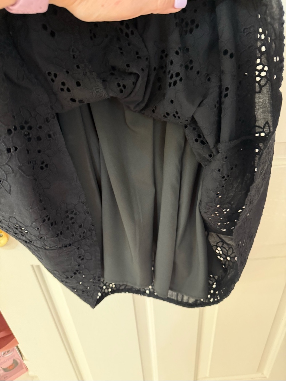 🖤kensie Black Eyelet Midi Wrap Dress with Waist Tie NWT - Picture 10 of 12